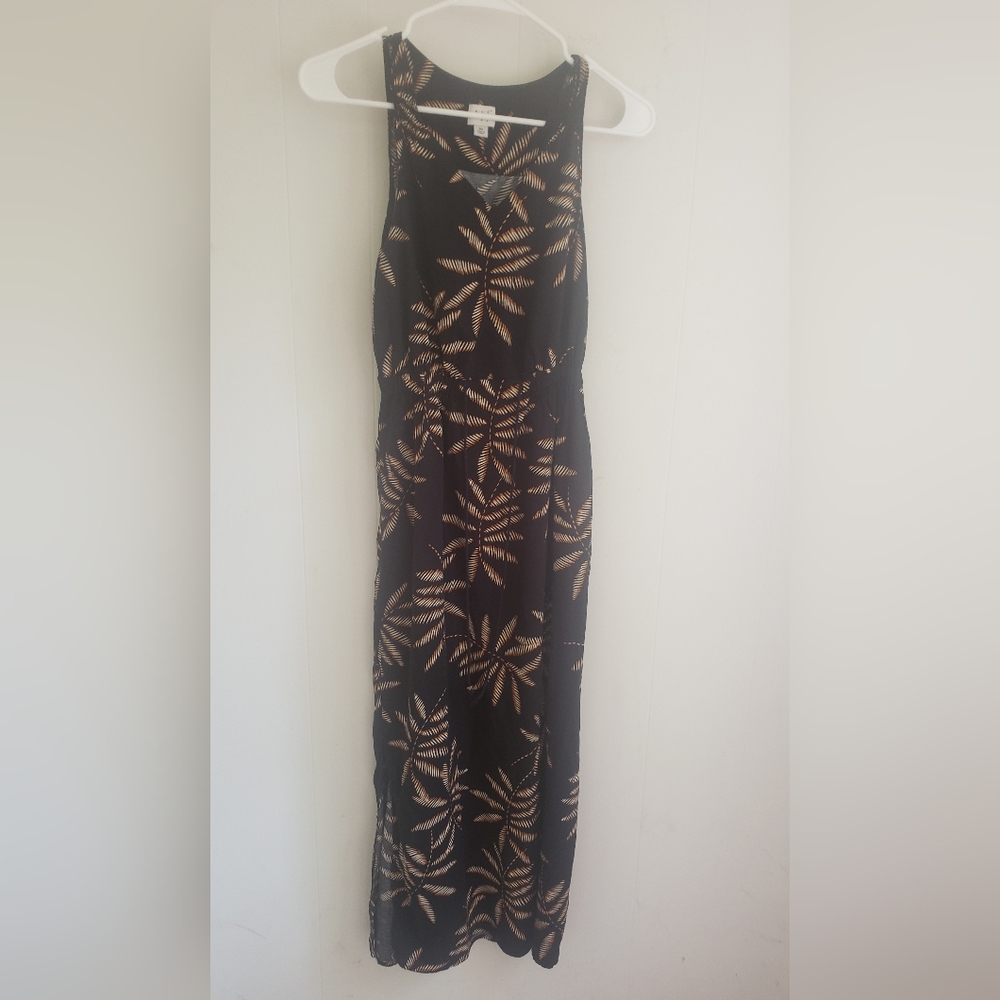 ANDeawy, women's dress, size XS, black with palm trees for the summer season.